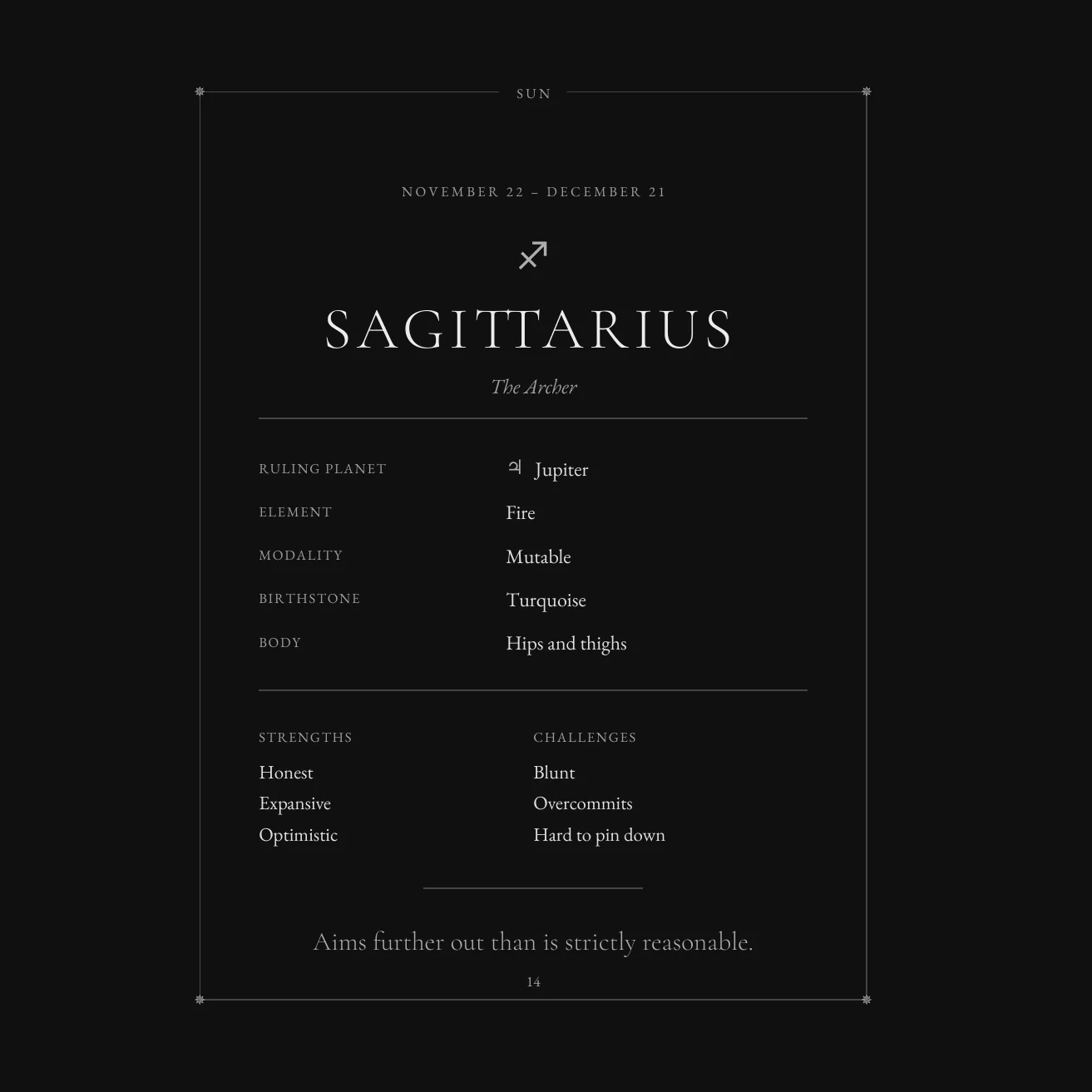 Page 14 — Sagittarius Sun profile